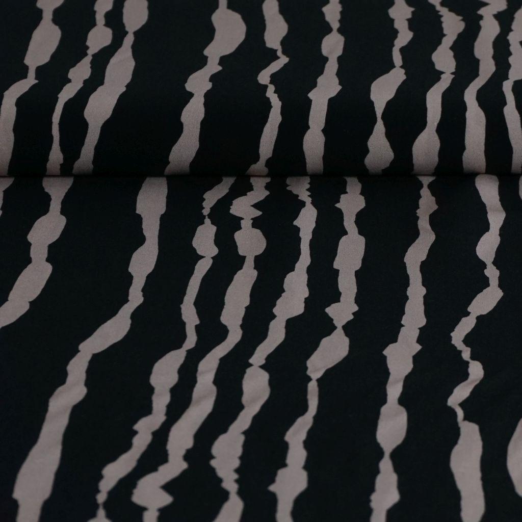 Viskose Druck unregelmäßige Streifen schwarz beige